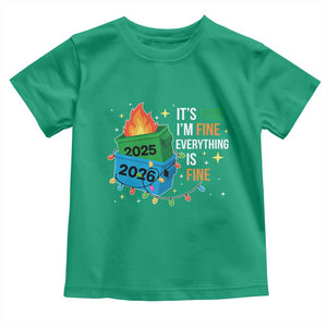 Dumpster Fire Christmas Toddler T Shirt Funny It's Fine I'm Fine Everything Is Fine TS11 Irish Green Print Your Wear