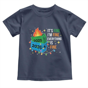 Dumpster Fire Christmas Toddler T Shirt Funny It's Fine I'm Fine Everything Is Fine TS11 Navy Print Your Wear