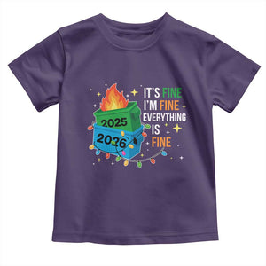 Dumpster Fire Christmas Toddler T Shirt Funny It's Fine I'm Fine Everything Is Fine TS11 Purple Print Your Wear