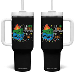 Dumpster Fire Christmas Tumbler With Handle Funny It's Fine I'm Fine Everything Is Fine TS11 One Size: 40 oz Black Print Your Wear