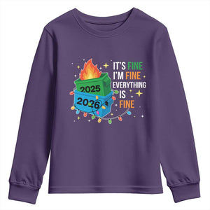 Dumpster Fire Christmas Youth Sweatshirt Funny It's Fine I'm Fine Everything Is Fine TS11 Purple Print Your Wear