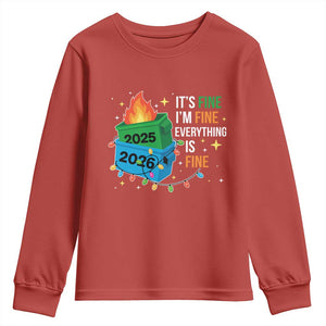 Dumpster Fire Christmas Youth Sweatshirt Funny It's Fine I'm Fine Everything Is Fine TS11 Red Print Your Wear