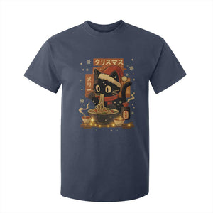 Funny Christmas Cat Ramen T Shirt For Kid Xmas Japanese Kawaii Anime Cat TS11 Navy Print Your Wear