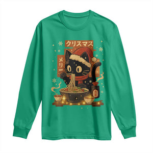 Funny Christmas Cat Ramen Long Sleeve Shirt Xmas Japanese Kawaii Anime Cat TS11 Irish Green Print Your Wear