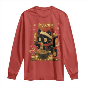 Funny Christmas Cat Ramen Long Sleeve Shirt Xmas Japanese Kawaii Anime Cat TS11 Red Print Your Wear