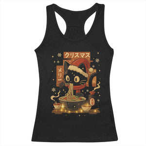 Funny Christmas Cat Ramen Racerback Tank Top Xmas Japanese Kawaii Anime Cat TS11 Black Print Your Wear