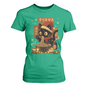 Funny Christmas Cat Ramen T Shirt For Women Xmas Japanese Kawaii Anime Cat TS11 Irish Green Print Your Wear
