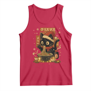 Funny Christmas Cat Ramen Tank Top Xmas Japanese Kawaii Anime Cat TS11 Red Print Your Wear