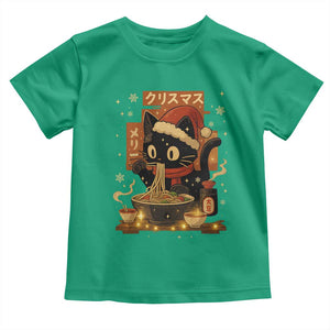 Funny Christmas Cat Ramen Toddler T Shirt Xmas Japanese Kawaii Anime Cat TS11 Irish Green Print Your Wear