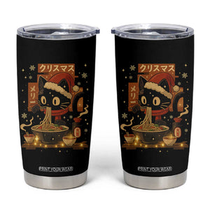 Funny Christmas Cat Ramen Tumbler Cup Xmas Japanese Kawaii Anime Cat TS11 Black Print Your Wear