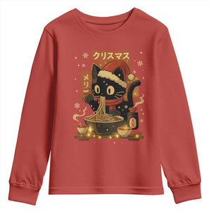 Funny Christmas Cat Ramen Youth Sweatshirt Xmas Japanese Kawaii Anime Cat TS11 Red Print Your Wear