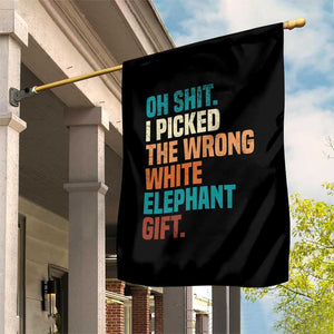 Oh Shit I Picked The Wrong White Elephant Gift Garden Flag Funny Retro Christmas Gift Exchange TS11 Print Your Wear