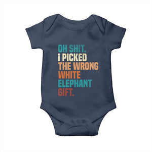 Oh Shit I Picked The Wrong White Elephant Gift Baby Onesie Funny Retro Christmas Gift Exchange TS11 Navy Print Your Wear