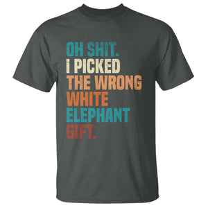 Oh Shit I Picked The Wrong White Elephant Gift T Shirt Funny Retro Christmas Gift Exchange TS11 Dark Heather Print Your Wear