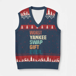 Funny Worst Yankee Swap Gift Ever V-Neck Knit Sweater Vest Xmas Gift Exchange Game TS11 Navy Red Print Your Wear