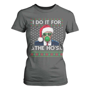 Funny Trump Christmas T Shirt For Women I Do It For The Ho's Santa Trump President TS11 Dark Heather Print Your Wear