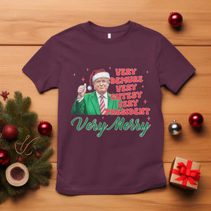 Funny Christmas Santa Trump T Shirt Very Demure Very Cutesy Very President Very Merry TS11 Maroon Print Your Wear