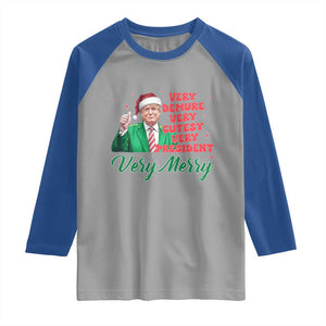 Funny Christmas Santa Trump Raglan Shirt Very Demure Very Cutesy Very President Very Merry TS11 Sport Gray Royal Print Your Wear