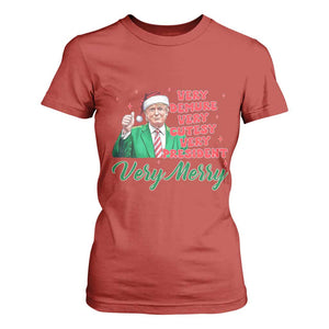 Funny Christmas Santa Trump T Shirt For Women Very Demure Very Cutesy Very President Very Merry TS11 Red Print Your Wear
