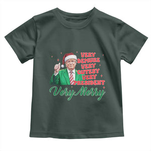 Funny Christmas Santa Trump Toddler T Shirt Very Demure Very Cutesy Very President Very Merry TS11 Dark Forest Green Print Your Wear