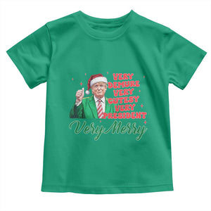 Funny Christmas Santa Trump Toddler T Shirt Very Demure Very Cutesy Very President Very Merry TS11 Irish Green Print Your Wear