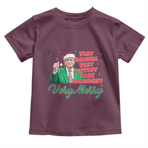 Funny Christmas Santa Trump Toddler T Shirt Very Demure Very Cutesy Very President Very Merry TS11 Maroon Print Your Wear