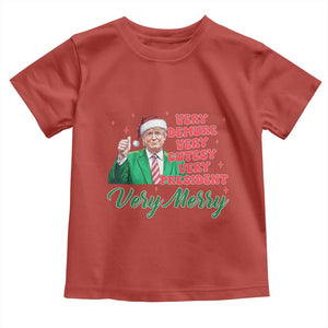 Funny Christmas Santa Trump Toddler T Shirt Very Demure Very Cutesy Very President Very Merry TS11 Red Print Your Wear