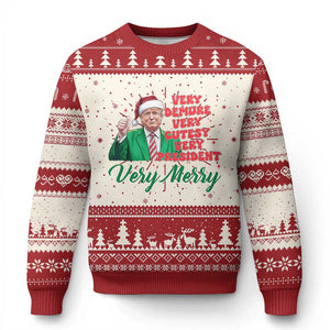 Funny Xmas Santa Trump Ugly Christmas Sweater Very Demure Very Cutesy Very President Very Merry TS11 Red Print Your Wear