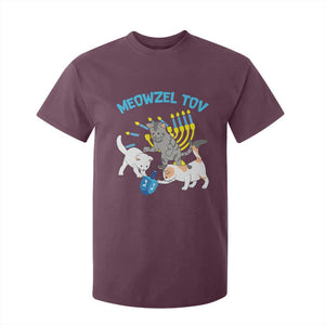 Funny Hanukkah Cats T Shirt For Kid Meowzel Tov Dreidels Menorah Chanukah Jewish Festival TS11 Maroon Print Your Wear