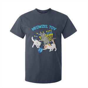 Funny Hanukkah Cats T Shirt For Kid Meowzel Tov Dreidels Menorah Chanukah Jewish Festival TS11 Navy Print Your Wear