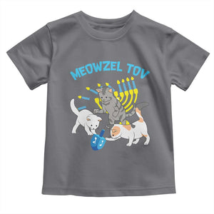 Funny Hanukkah Cats Toddler T Shirt Meowzel Tov Dreidels Menorah Chanukah Jewish Festival TS11 Charcoal Print Your Wear