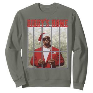 Funny Dirty Christmas Santa Diddy's Home Sweatshirt TS11 Military Green Print Your Wear