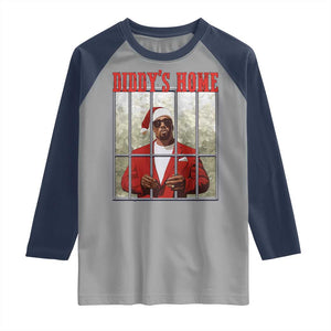 Funny Dirty Christmas Santa Diddy's Home Raglan Shirt TS11 Sport Gray Navy Print Your Wear