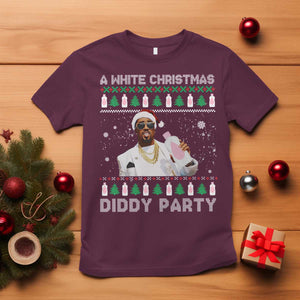 Funny Dirty Santa Diddy Christmas T Shirt A White Xmas Diddy Party Snowflake TS11 Maroon Print Your Wear