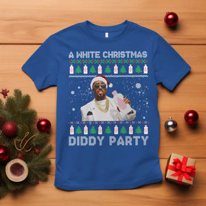 Funny Dirty Santa Diddy Christmas T Shirt A White Xmas Diddy Party Snowflake TS11 Royal Blue Print Your Wear
