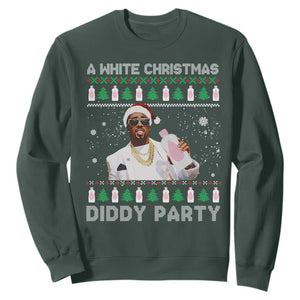 Funny Dirty Santa Diddy Christmas Sweatshirt A White Xmas Diddy Party Snowflake TS11 Dark Forest Green Print Your Wear