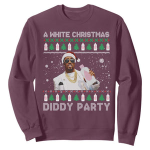 Funny Dirty Santa Diddy Christmas Sweatshirt A White Xmas Diddy Party Snowflake TS11 Maroon Print Your Wear