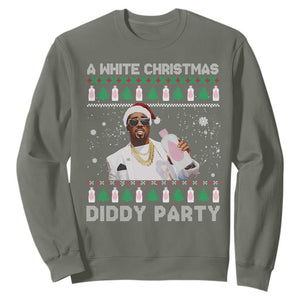 Funny Dirty Santa Diddy Christmas Sweatshirt A White Xmas Diddy Party Snowflake TS11 Military Green Print Your Wear