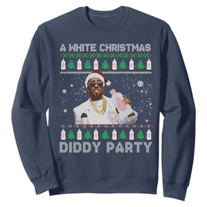 Funny Dirty Santa Diddy Christmas Sweatshirt A White Xmas Diddy Party Snowflake TS11 Navy Print Your Wear