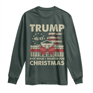 Funny Trump Christmas Long Sleeve Shirt Got What I Wanted For Xmas White House TS11 Dark Forest Green Print Your Wear