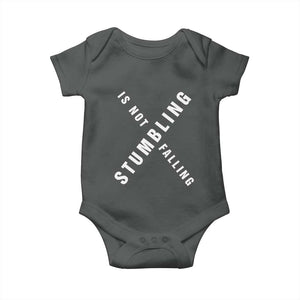Malcolm X Stumbling Is Not Falling Baby Onesie Black History Month TS11 Dark Heather Print Your Wear