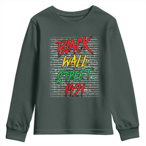 Black Wall Street 1921 Youth Sweatshirt Tulsa Oklahoma Black History Month TS11 Dark Forest Green Print Your Wear