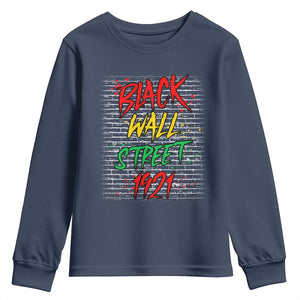 Black Wall Street 1921 Youth Sweatshirt Tulsa Oklahoma Black History Month TS11 Navy Print Your Wear