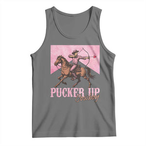 Funny Valentine's Day Western Cowboy Tank Top Pucker Up Cowboy Cupid TS11 Black Heather Print Your Wear