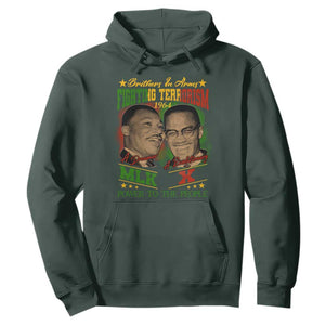 Martin Luther King And Malcolm X Hoodie Brothers In Arms Fighting Terrorism 1964 Black History TS11 Dark Forest Green Print Your Wear