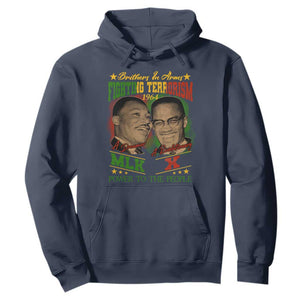 Martin Luther King And Malcolm X Hoodie Brothers In Arms Fighting Terrorism 1964 Black History TS11 Navy Print Your Wear