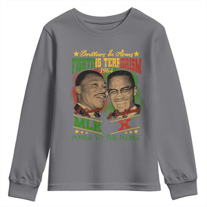 Martin Luther King And Malcolm X Youth Sweatshirt Brothers In Arms Fighting Terrorism 1964 Black History TS11 Charcoal Print Your Wear