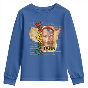 Juneteenth 1865 Youth Sweatshirt Black Leaders African American Heritage TS11 Royal Blue Print Your Wear