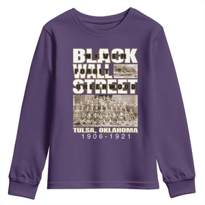 Never Forget Greenwood Black Wall Street Youth Sweatshirt Black History Month TS11 Purple Print Your Wear