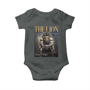 Funny The Lion Doesnt Wipe Baby Onesie Gen Z Joke Brainrot Raunchy Meme TS11 Dark Heather Print Your Wear